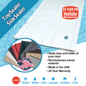 SnirtStopper SideSealer and TopSealer Garage Door Seal image with callouts