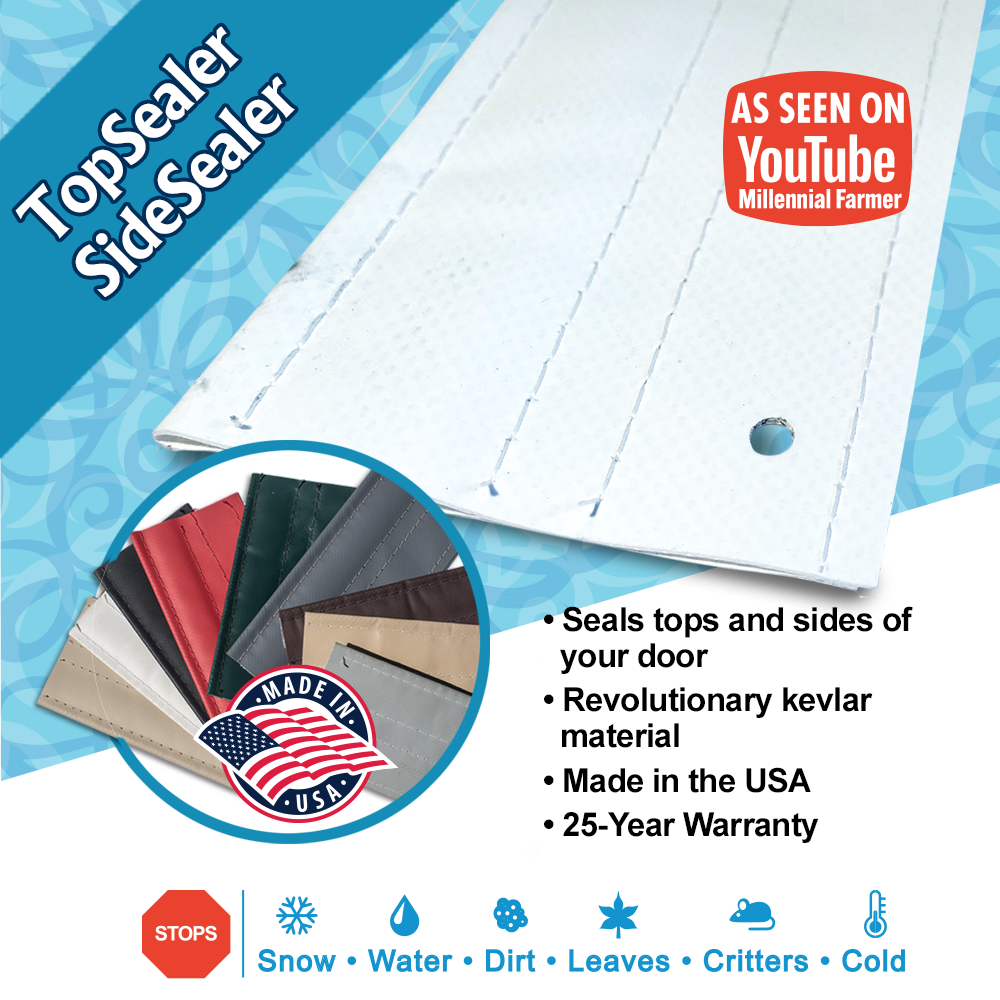 SnirtStopper SideSealer and TopSealer Garage Door Seal image with callouts