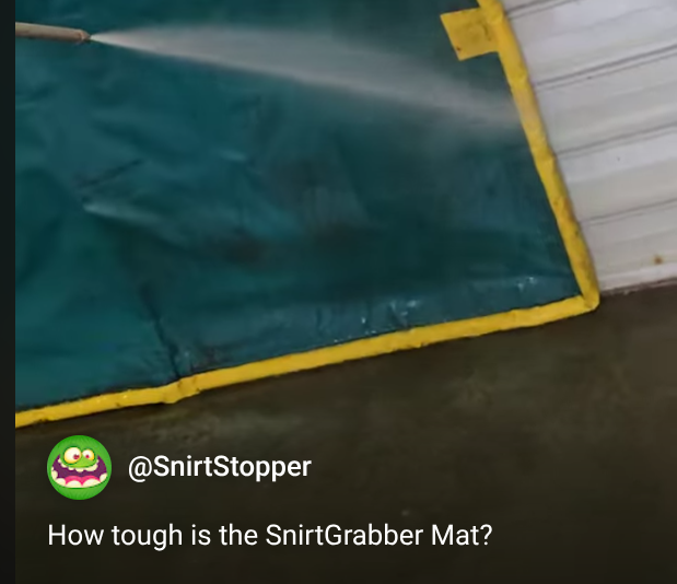 Power washing the SnirtGrabber Mat