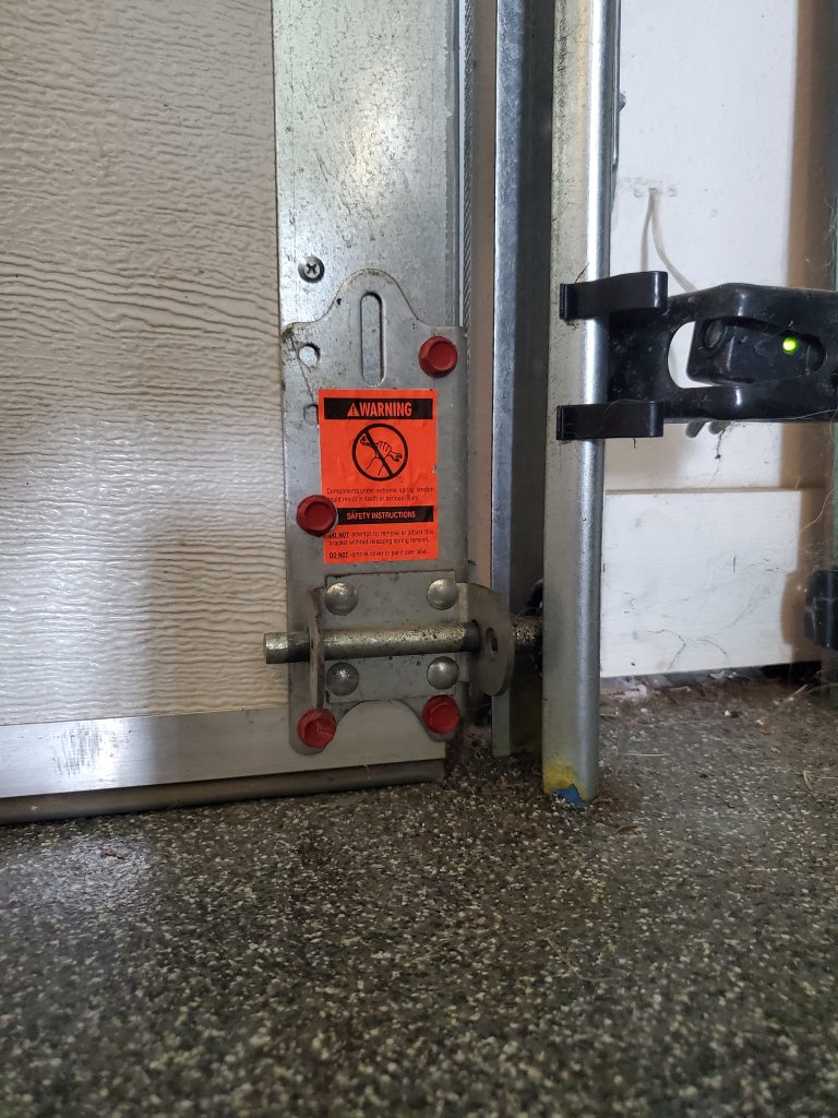 Garage door shown before BottomSealer installed